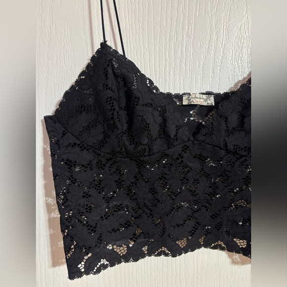 Free People Intimately Lace Black V-Neck Sexy Crop Tank Bralette Top Size Small - Picture 7 of 11